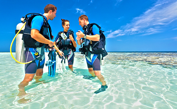 cozumel beach dive course for learning how to scuba dive in cozumel